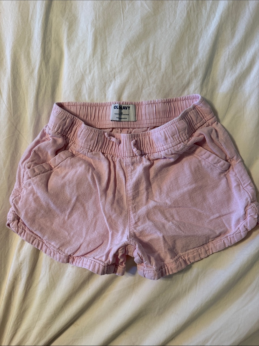 Old Navy Light Pink Elastic-Waist Girls' linen blend Shorts